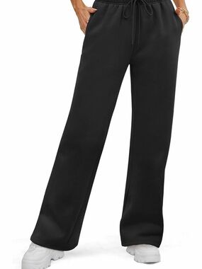 Black Wide Leg Drawstring Sweatpants